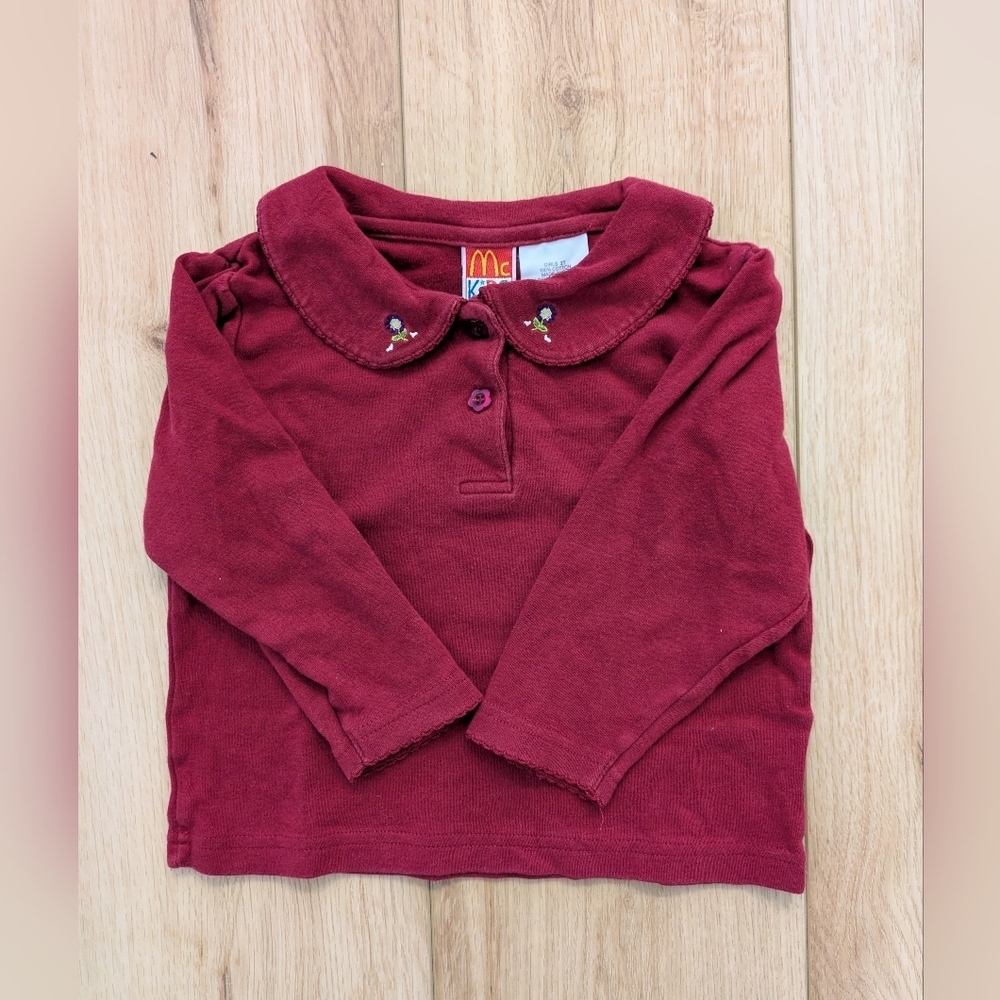 Vintage McKids Embroidered T-shirt With Peter Pan Collar